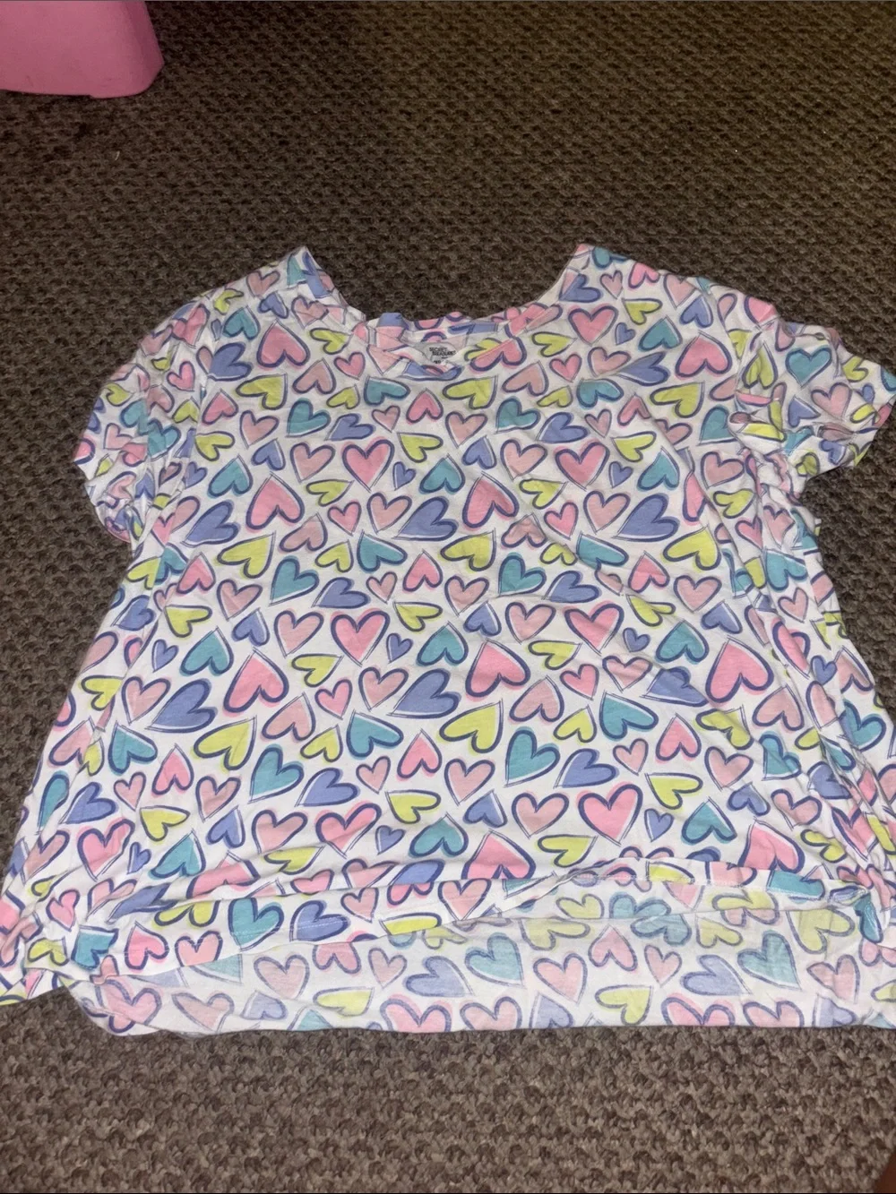 Secret Treasures Girls Heart Print Short Sleeve Tee - Pink, Blue, Purple, Yellow